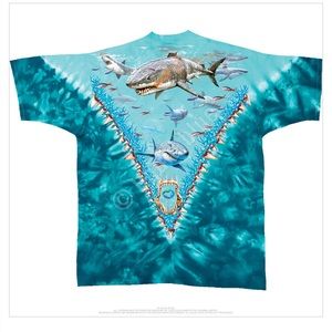 Liquid Blue - Great White Sharks Tie-Dye T-Shirt - Medium